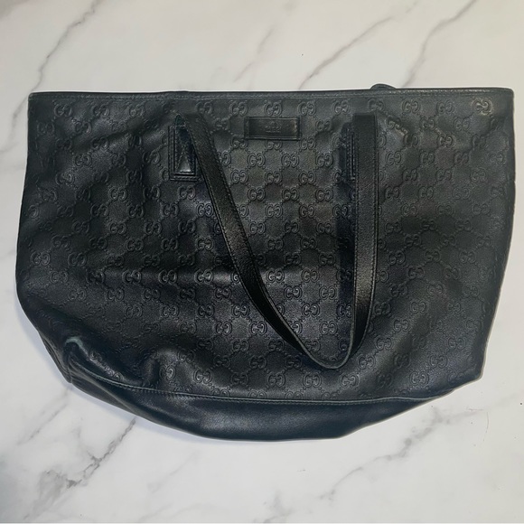 Gucci Guccissima black leather tote bag
